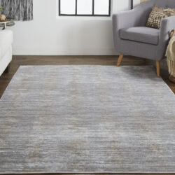 Alternative view of Feizy Laina Transitional Distressed 39GAF Taupe/Silver/Tan Area Rug