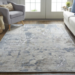 Alternative view of Feizy Laina Transitional Abstract 39GHF Ivory/Gray/Blue Area Rug