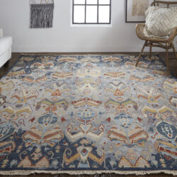 Alternative view of Feizy Leylan Transitional Ikat 0563F Blue/Gray/Tan Area Rug