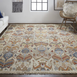 Alternative view of Feizy Leylan Transitional Ikat 0563F Tan/Ivory/Orange Area Rug