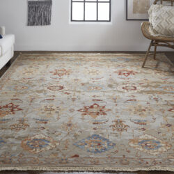 Alternative view of Feizy Leylan Transitional Floral & Botanical 0583F Brown/Tan/Gray Area Rug