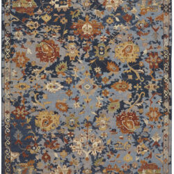 Feizy Leylan Transitional Floral & Botanical 0587F Blue/Orange/Red Area Rug