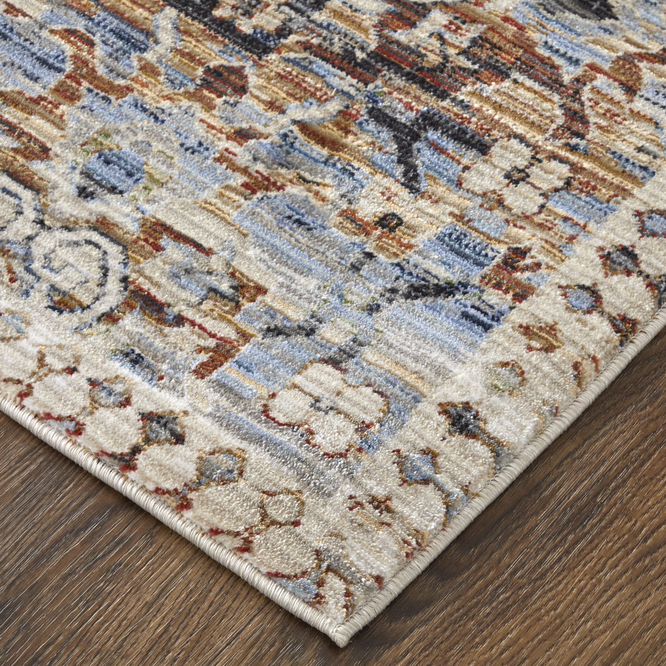 Feizy Melrose Transitional Distressed 39NZF Ivory/Red/Blue Area Rug - Image 2
