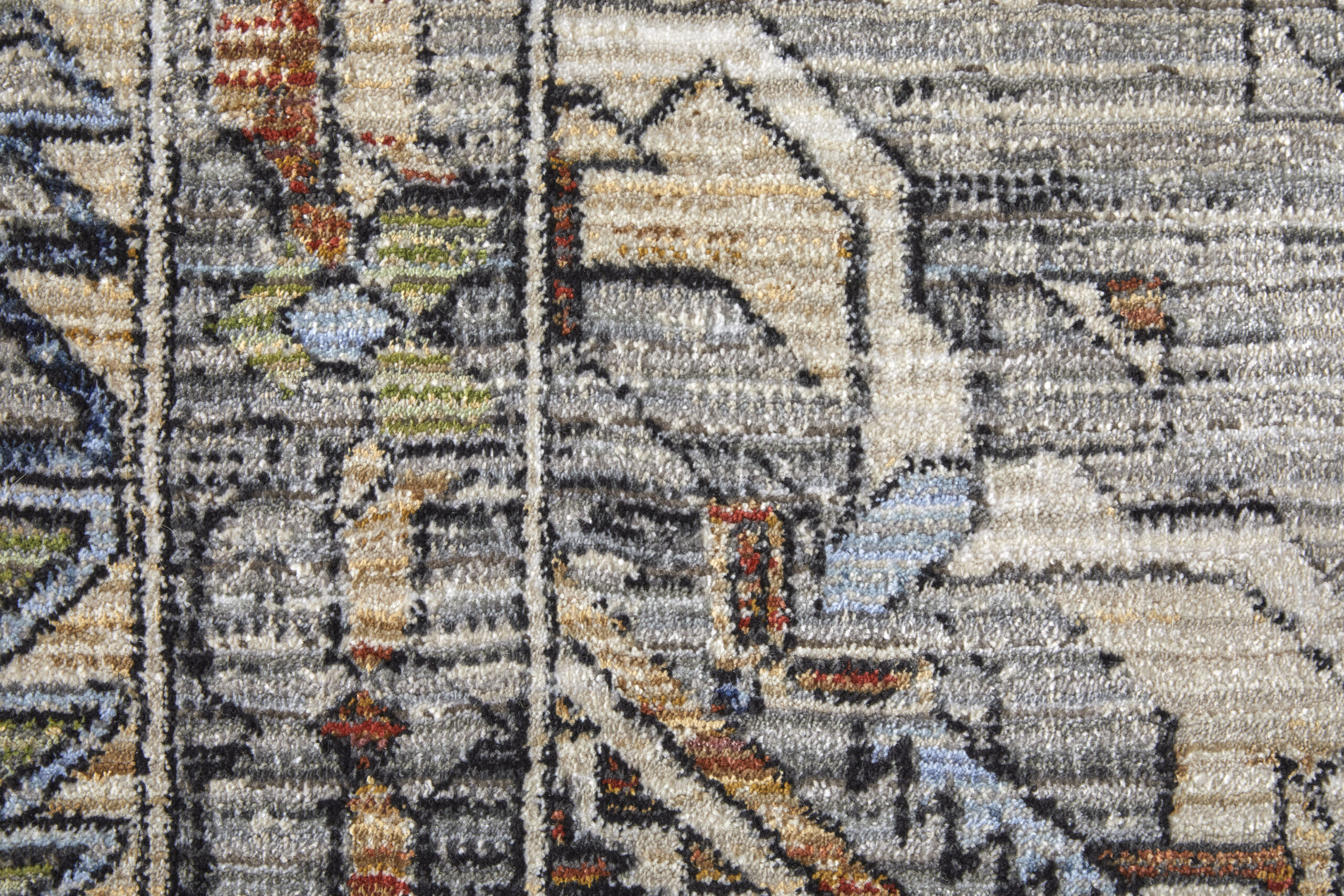 Feizy Melrose Transitional Distressed 39P0F Gray/Red/Blue Area Rug - Image 4