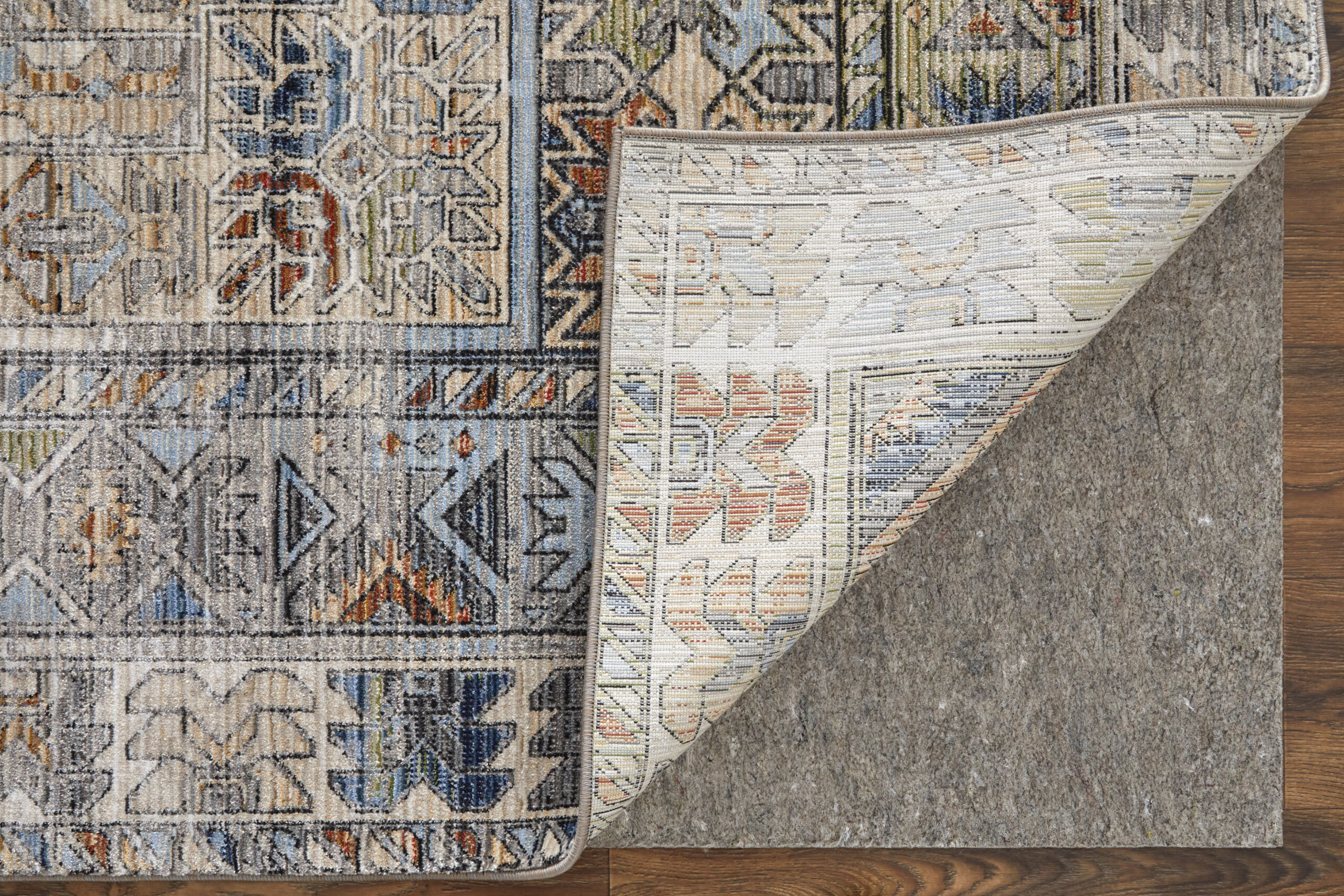 Feizy Melrose Transitional Distressed 39P0F Gray/Red/Blue Area Rug - Image 7