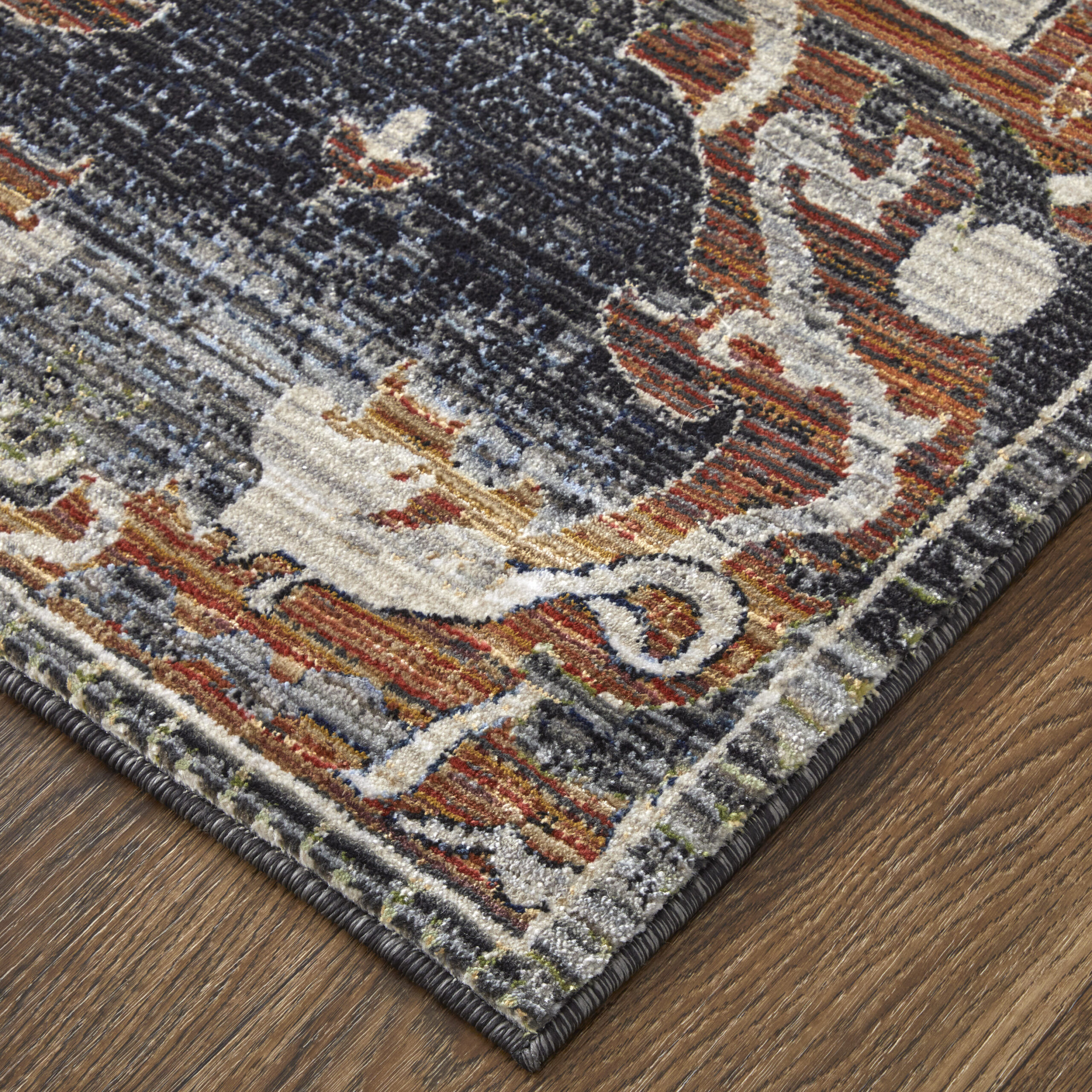 Feizy Melrose Transitional Ikat 39P2F Ivory/Red/Gray Area Rug - Image 2