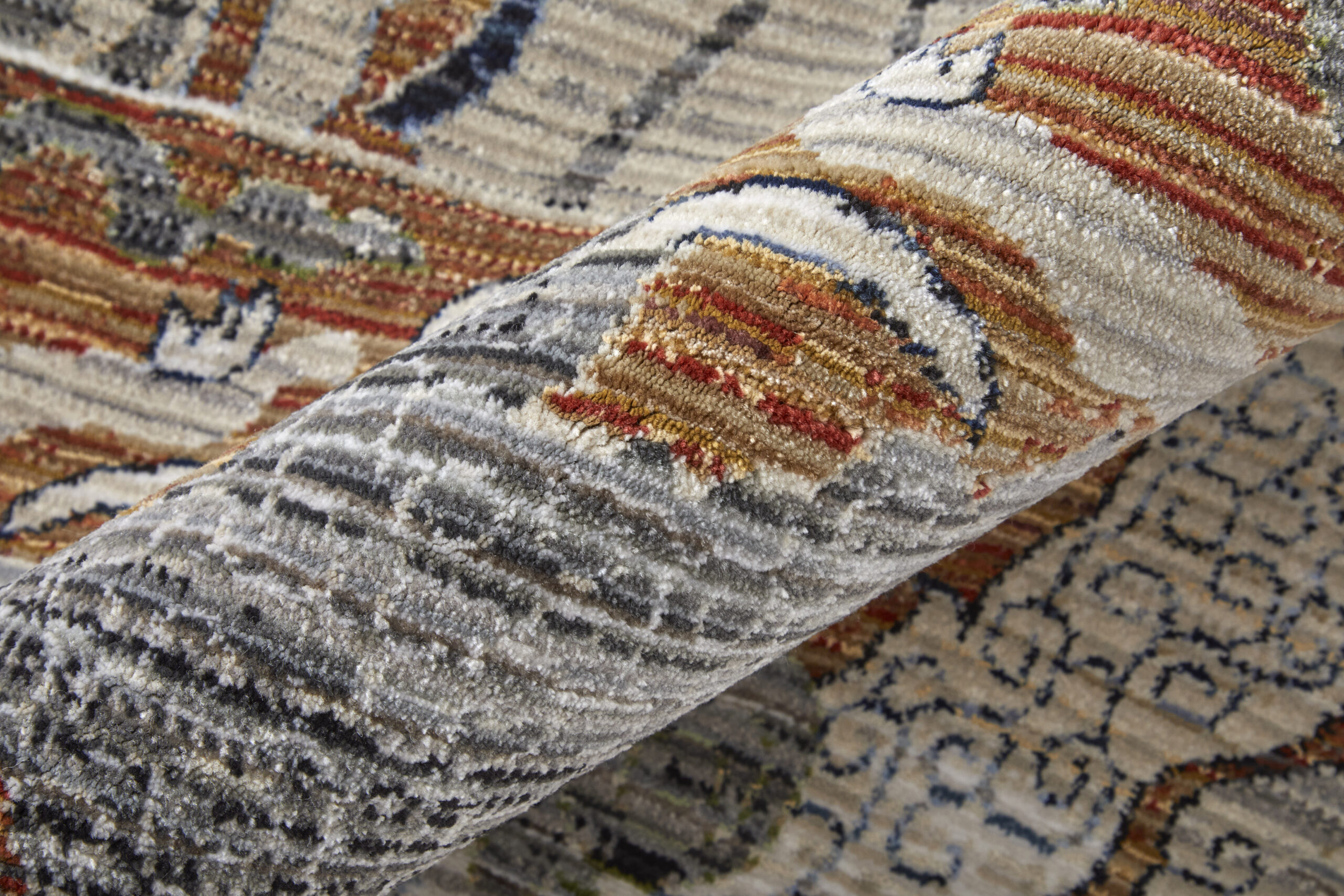 Feizy Melrose Transitional Ikat 39P2F Ivory/Red/Gray Area Rug - Image 3