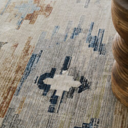Alternative view of Feizy Melrose Traditional Diamond 39ULF Ivory/Blue/Brown Area Rug