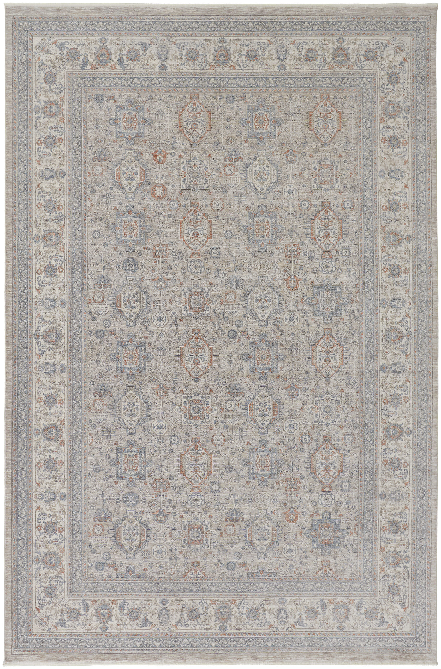 Feizy Marquette Transitional Oriental 3761F Taupe/Silver/Blue Area Rug
