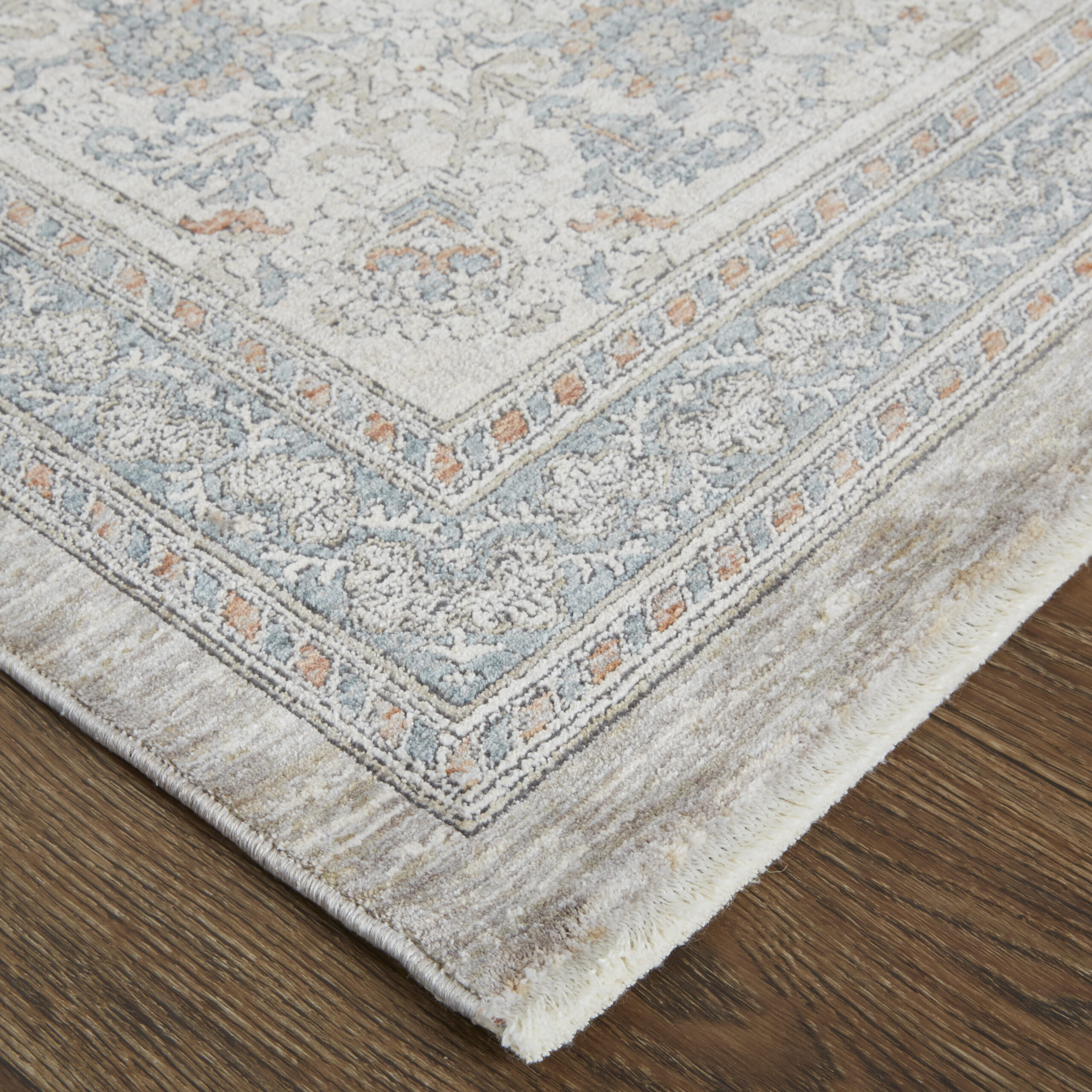 Feizy Marquette Transitional Oriental 3761F Taupe/Silver/Blue Area Rug - Image 3
