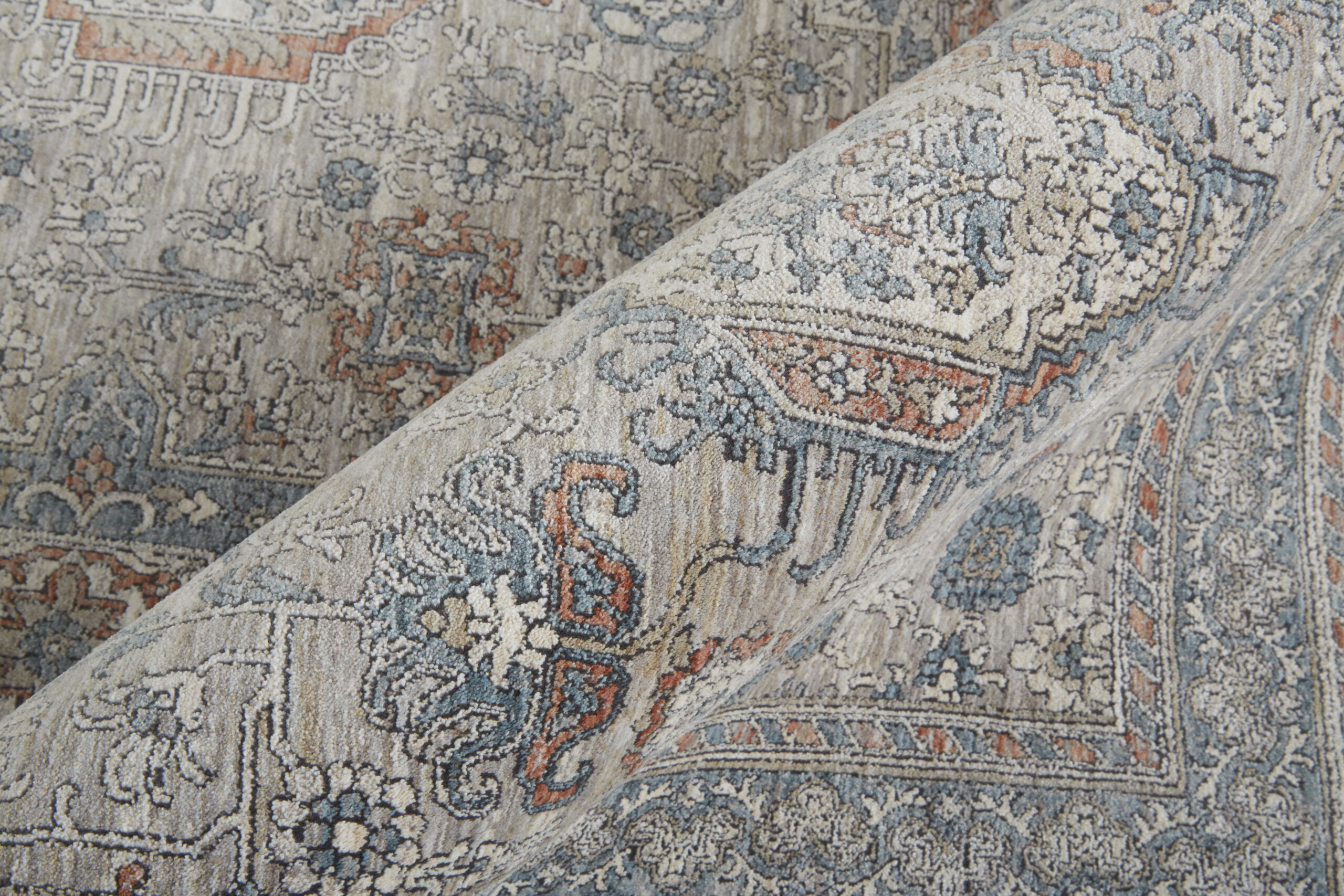 Feizy Marquette Transitional Oriental 3761F Taupe/Silver/Blue Area Rug - Image 4