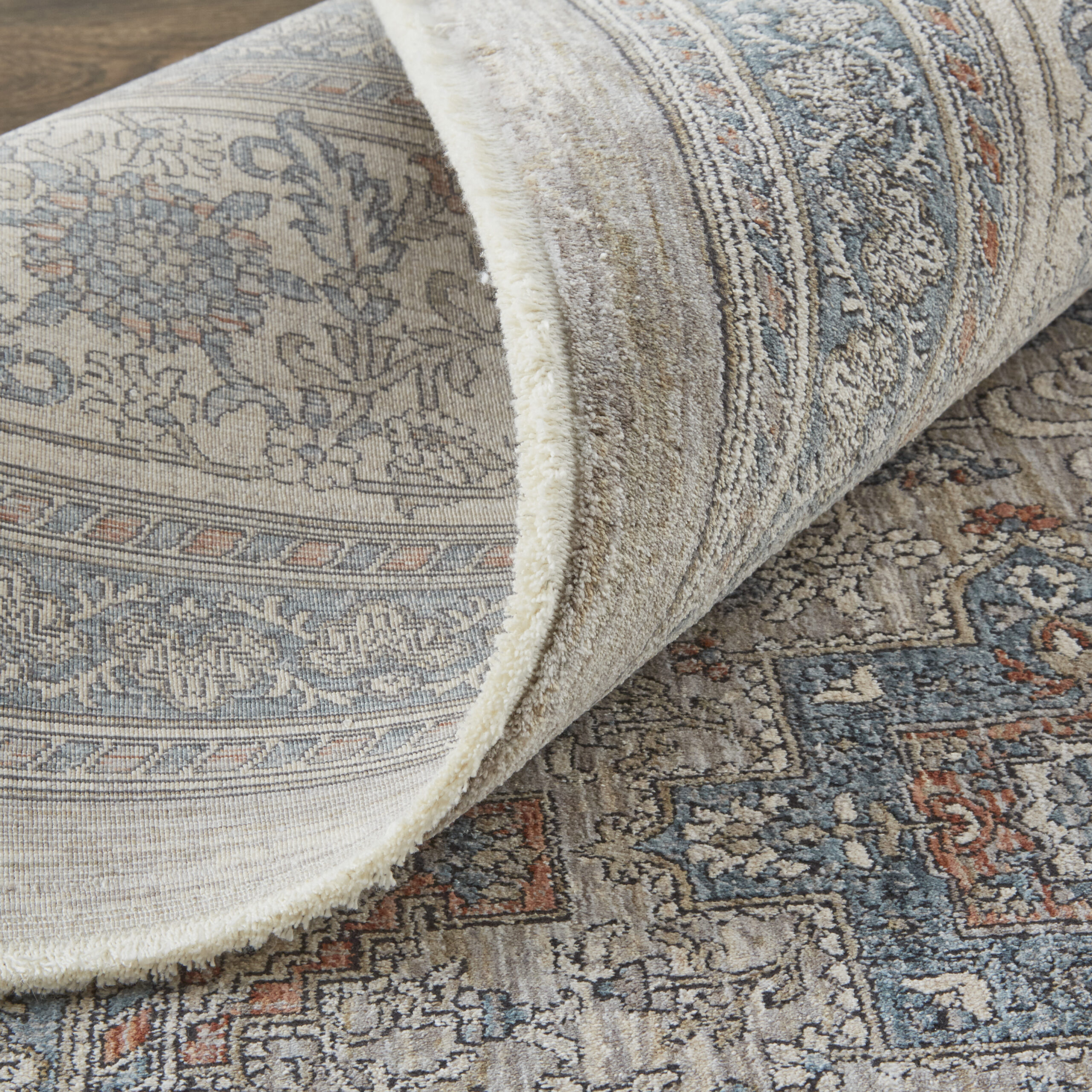 Feizy Marquette Transitional Oriental 3761F Taupe/Silver/Blue Area Rug - Image 7