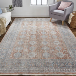 Alternative view of Feizy Marquette Transitional Oriental 3761F Red/Orange/Blue Area Rug