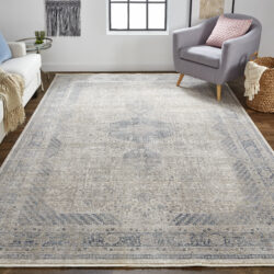 Alternative view of Feizy Marquette Transitional Medallion 3775F Taupe/Gray/Blue Area Rug