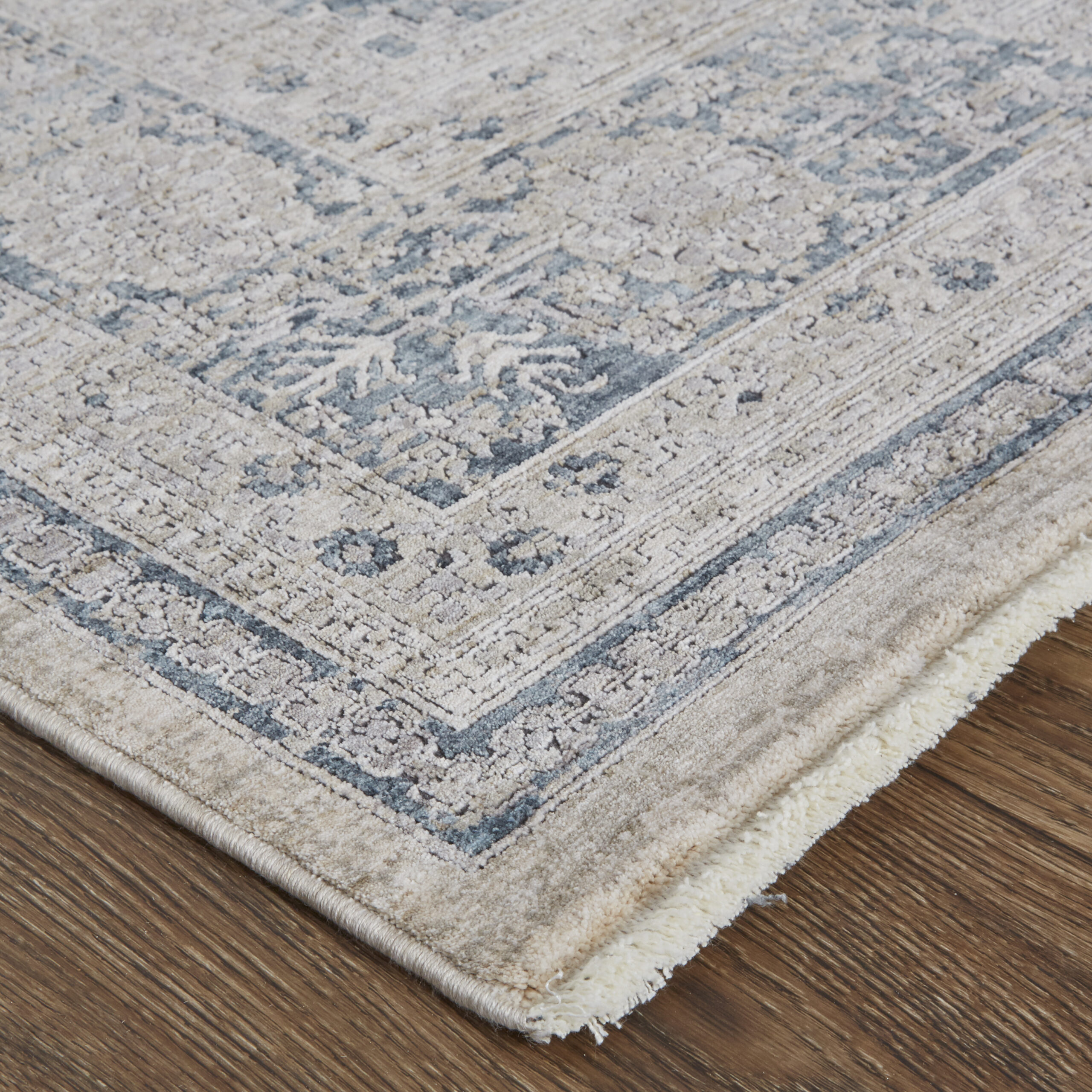 Feizy Marquette Transitional Medallion 3775F Taupe/Gray/Blue Area Rug - Image 3