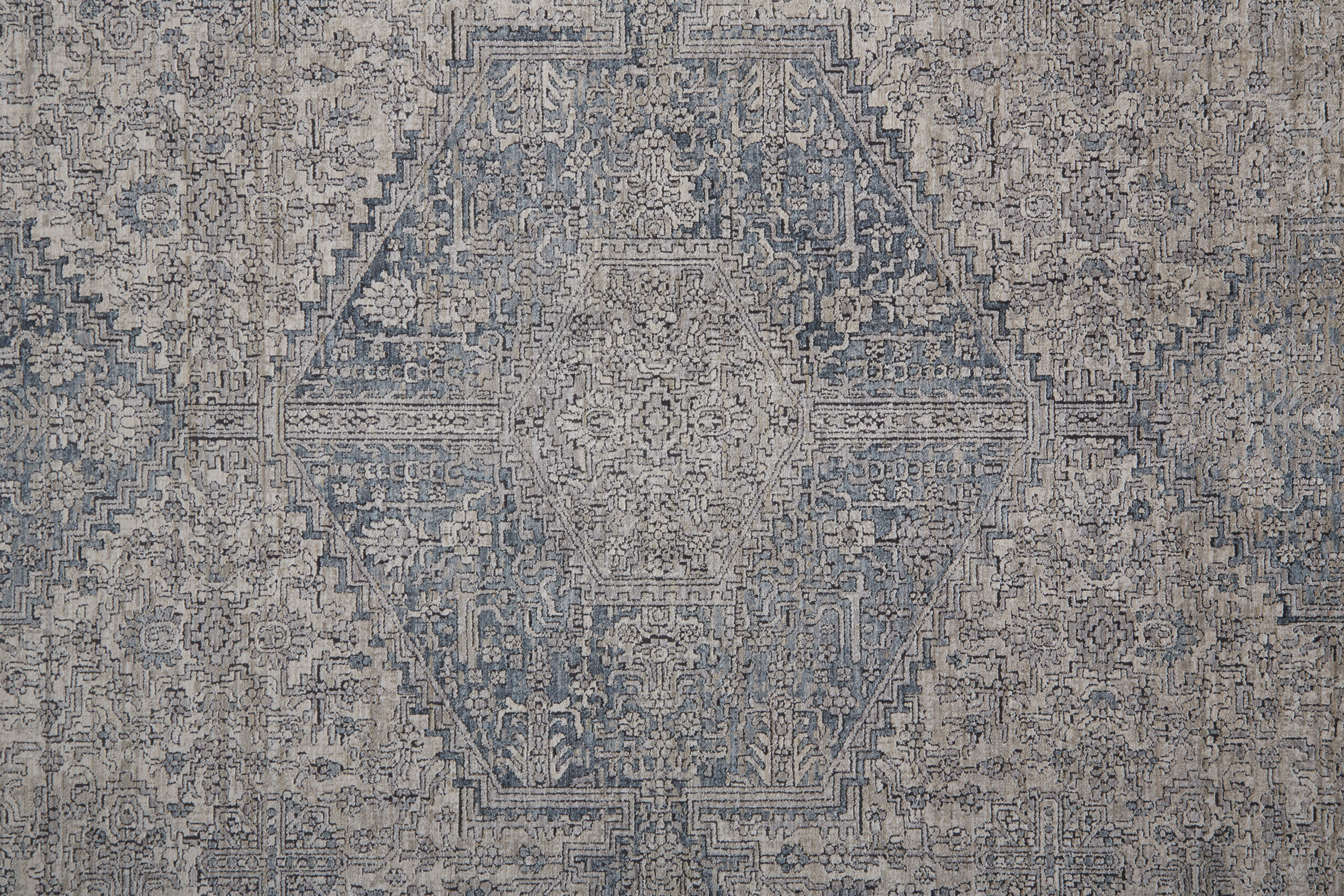 Feizy Marquette Transitional Medallion 3775F Taupe/Gray/Blue Area Rug - Image 5