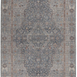 Feizy Marquette Transitional Medallion 3778F Gray/Blue/Red Area Rug