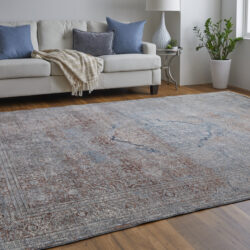 Alternative view of Feizy Marquette Transitional Medallion 39GVF Blue/Red/Gray Area Rug