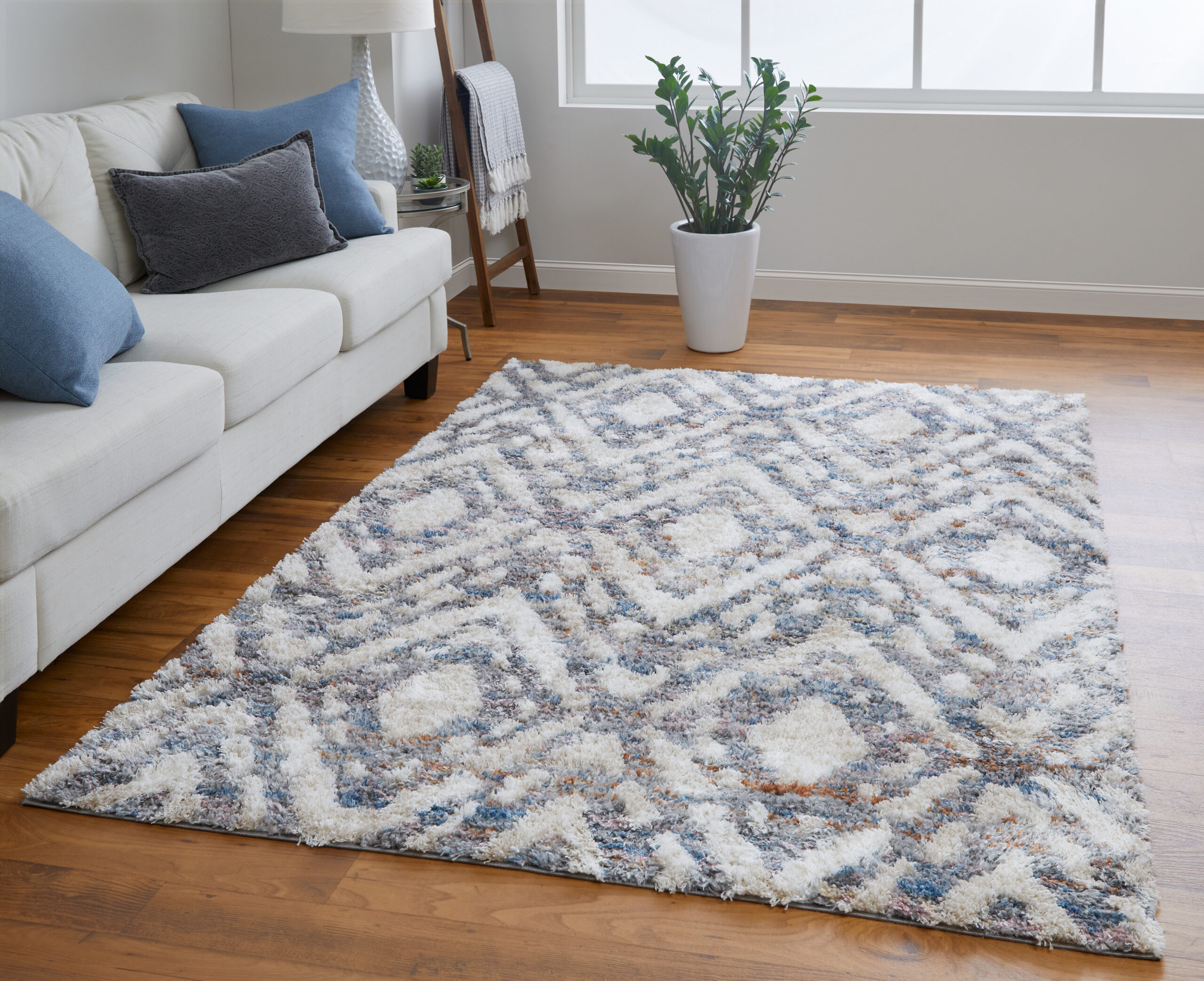 Feizy Mynka Transitional Diamond 39IAF Ivory/Gray/Taupe Area Rug - Image 2