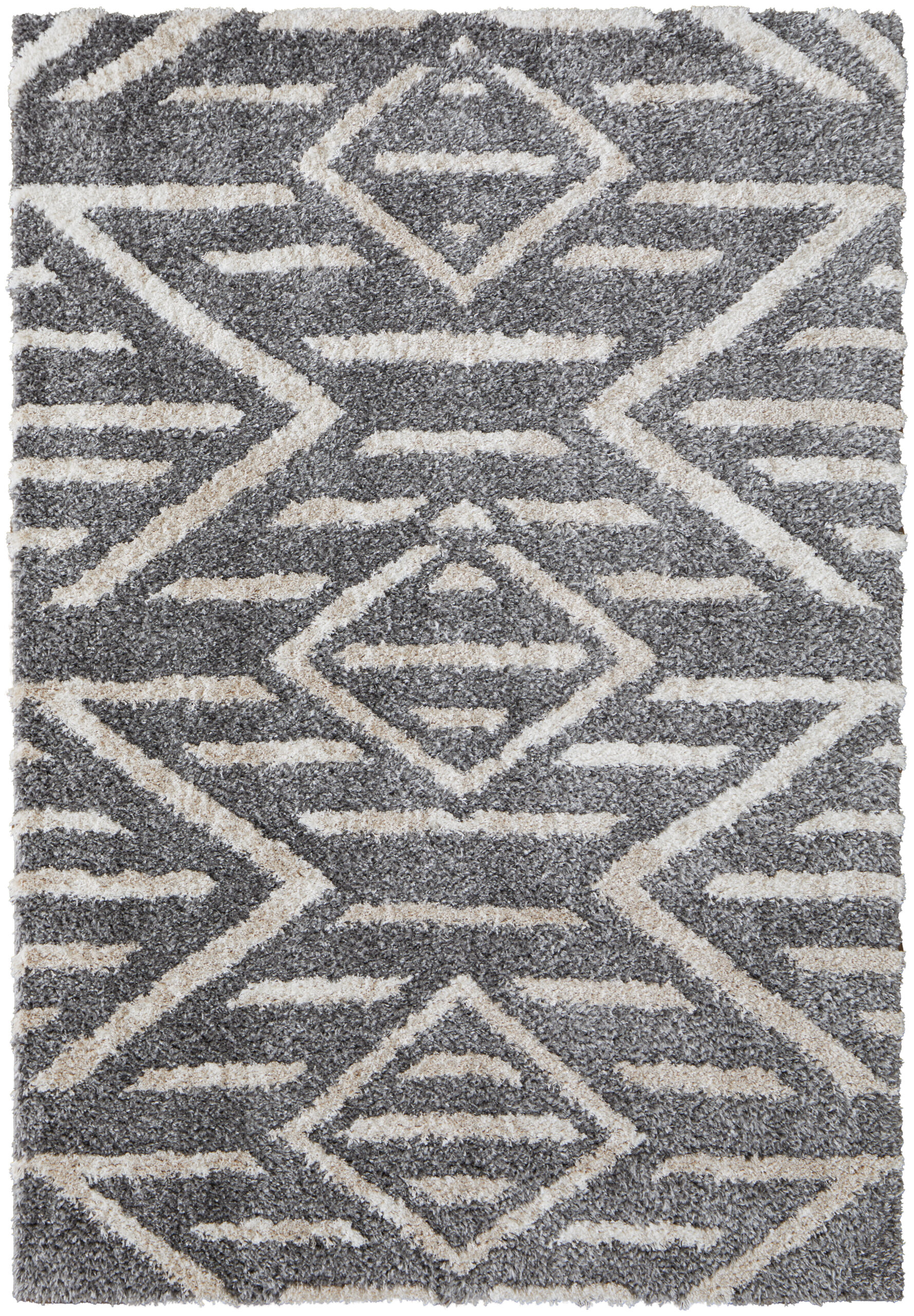 Feizy Mynka Transitional Diamond 39IBF Gray/Ivory Area Rug