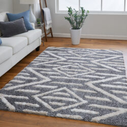 Alternative view of Feizy Mynka Transitional Diamond 39IBF Gray/Ivory Area Rug
