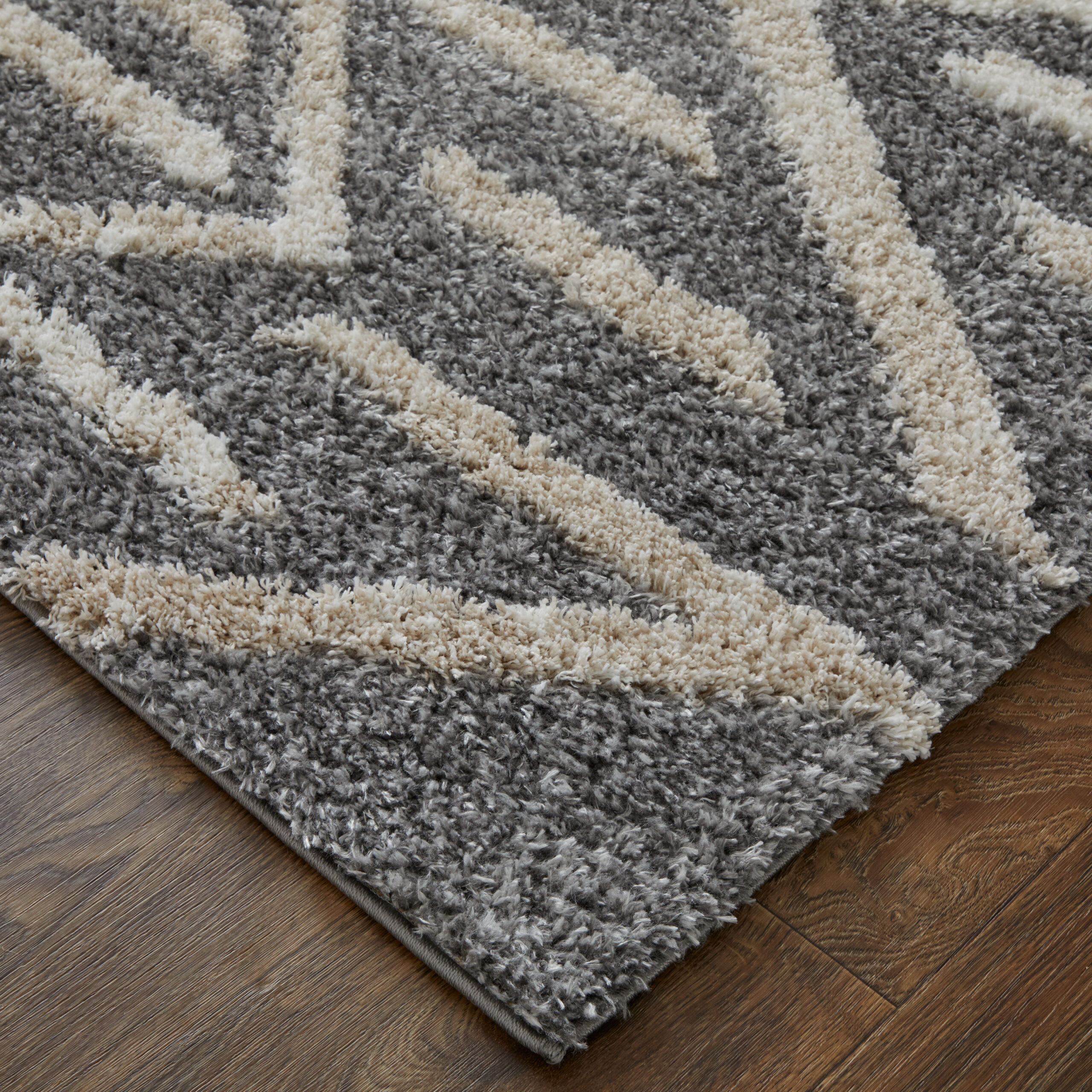 Feizy Mynka Transitional Diamond 39IBF Gray/Ivory Area Rug - Image 3