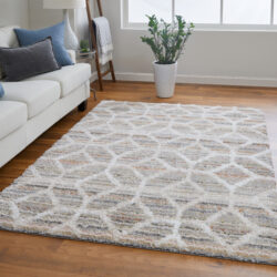 Alternative view of Feizy Mynka Transitional Diamond 39ICF Tan/Taupe/Ivory Area Rug