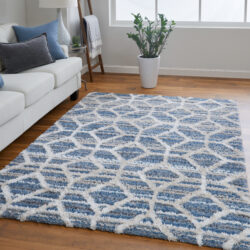 Alternative view of Feizy Mynka Transitional Diamond 39ICF Blue/Ivory Area Rug