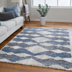 Alternative view of Feizy Mynka Transitional Diamond 39IFF Ivory/Gray/Blue Area Rug