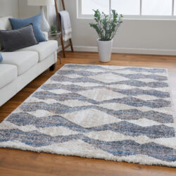 Alternative view of Feizy Mynka Transitional Diamond 39IFF Tan/Ivory/Blue Area Rug