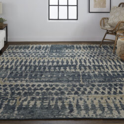 Alternative view of Feizy Palomar Transitional Abstract 6632F Blue/Gray/Tan Area Rug