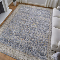 Alternative view of Feizy Pasha Transitional Ikat 39M4F Blue/Taupe/Ivory Area Rug