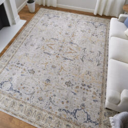 Alternative view of Feizy Pasha Transitional Ikat 39M4F Ivory/Blue/Taupe Area Rug