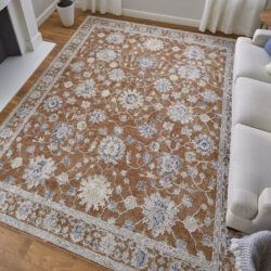 Alternative view of Feizy Pasha Transitional Floral & Botanical 39M7F Red/Ivory/Blue Area Rug