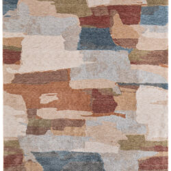 Feizy Pearson Modern Abstract 39SDF Blue/Ivory/Orange Area Rug