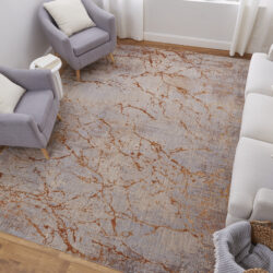 Alternative view of Feizy Pryor Modern Abstract 39NEF Gold/Brown/Gray Area Rug