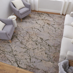 Alternative view of Feizy Pryor Modern Abstract 39NEF Taupe/Green/Tan Area Rug