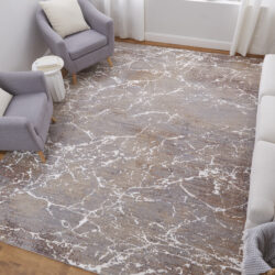 Alternative view of Feizy Pryor Modern Abstract 39NHF Taupe/Brown/White Area Rug