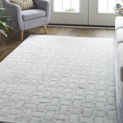 Alternative view of Feizy Redford Transitional Solid 8669F White/Silver Area Rug