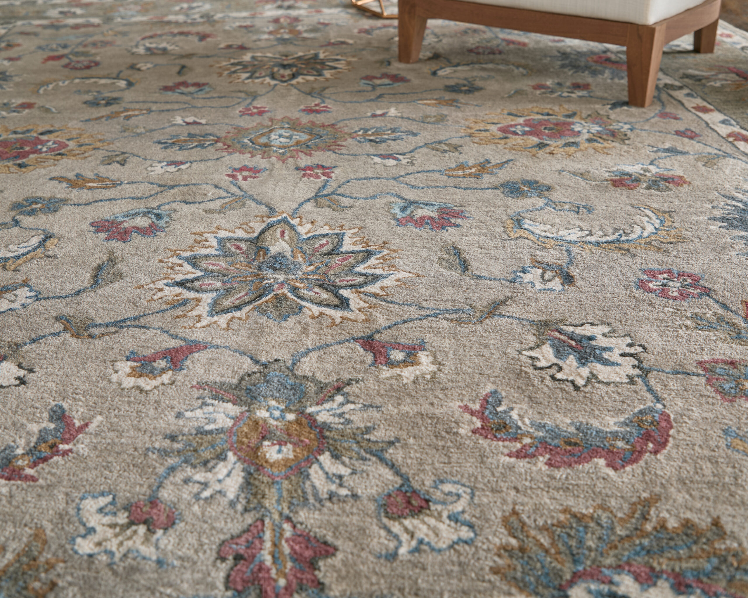 Feizy Rylan Transitional Oriental 8642F Ivory/Taupe/Blue Area Rug - Image 2