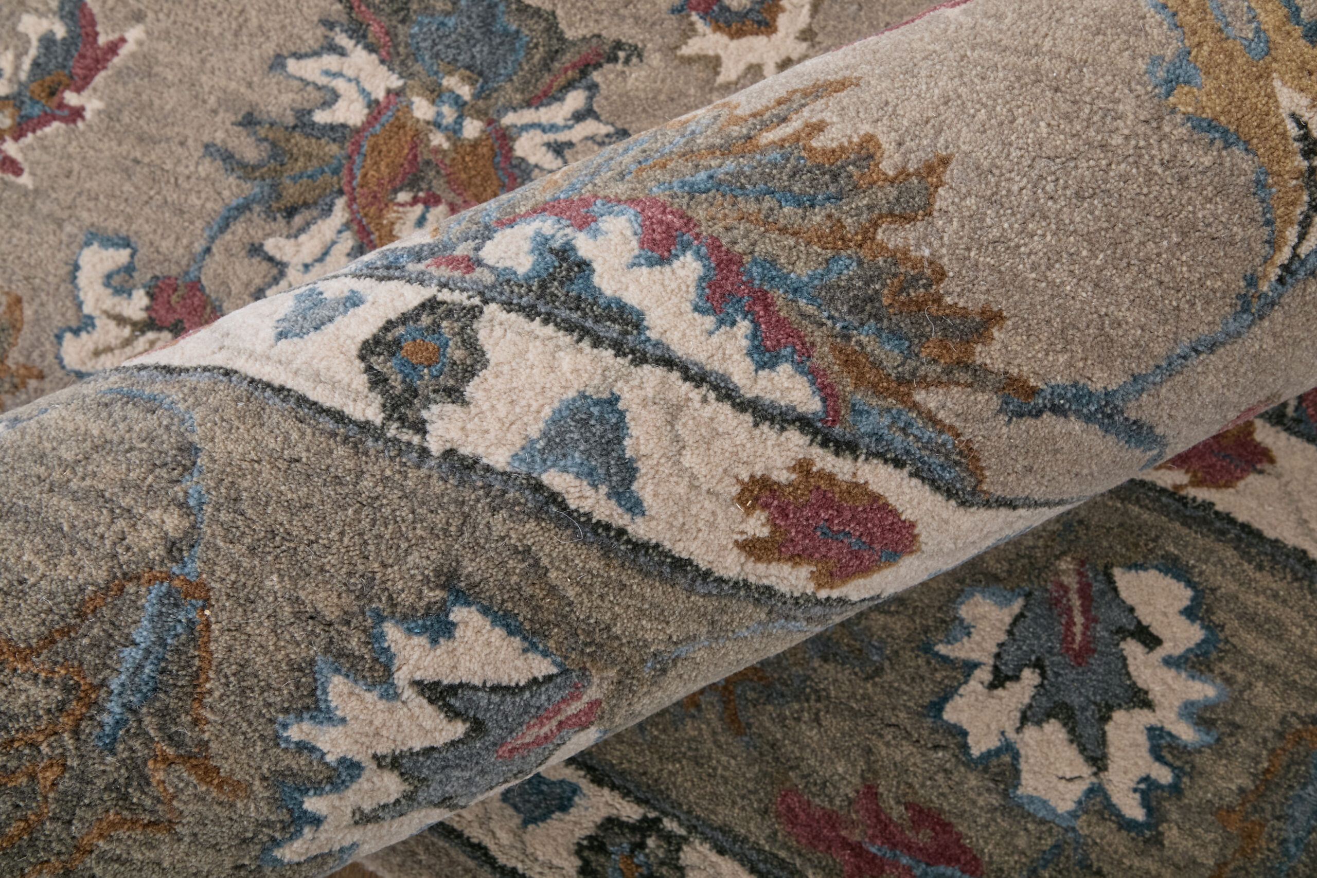 Feizy Rylan Transitional Oriental 8642F Ivory/Taupe/Blue Area Rug - Image 4