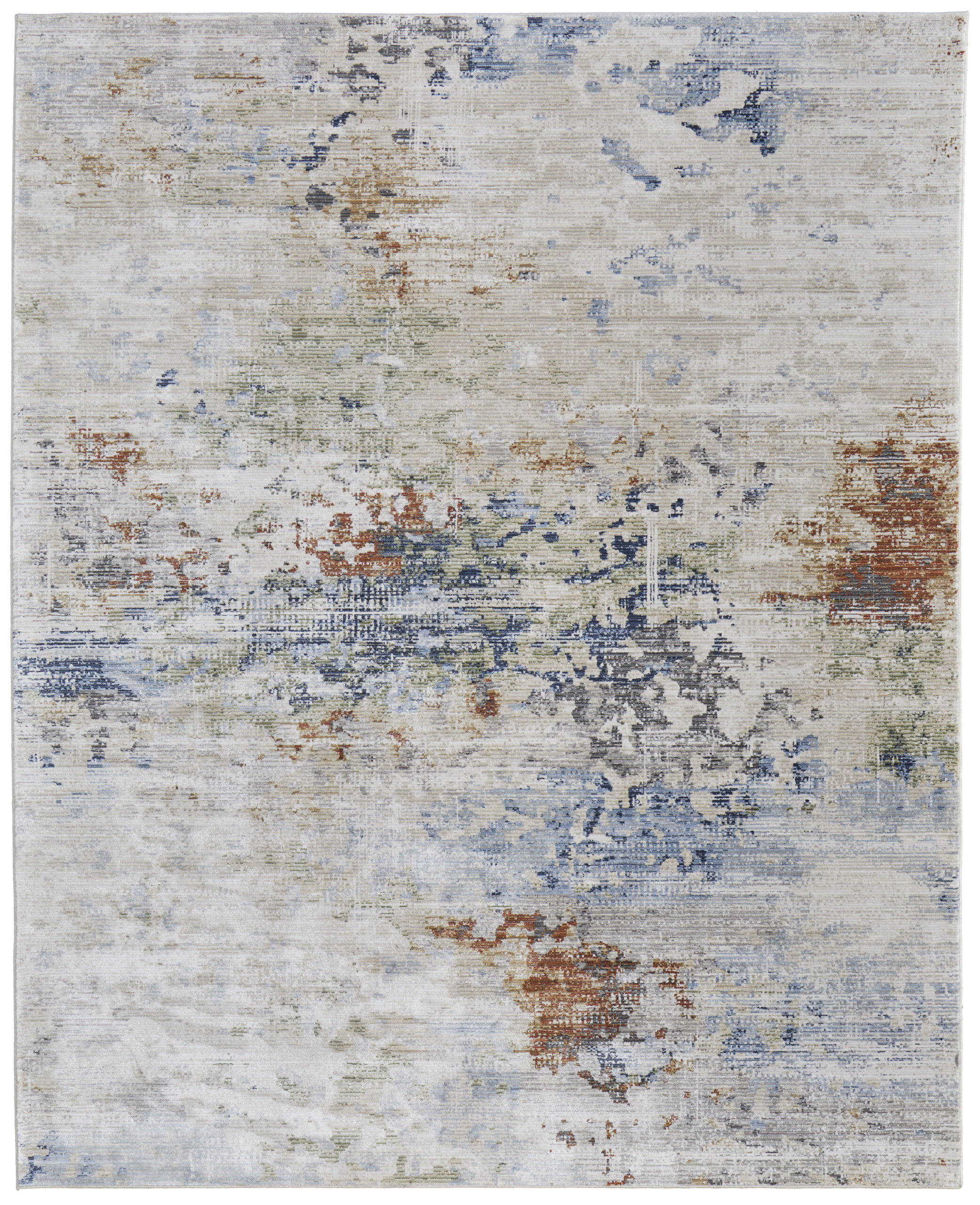 Feizy Sonora Modern Abstract 39NUF Ivory/Blue/Red Area Rug