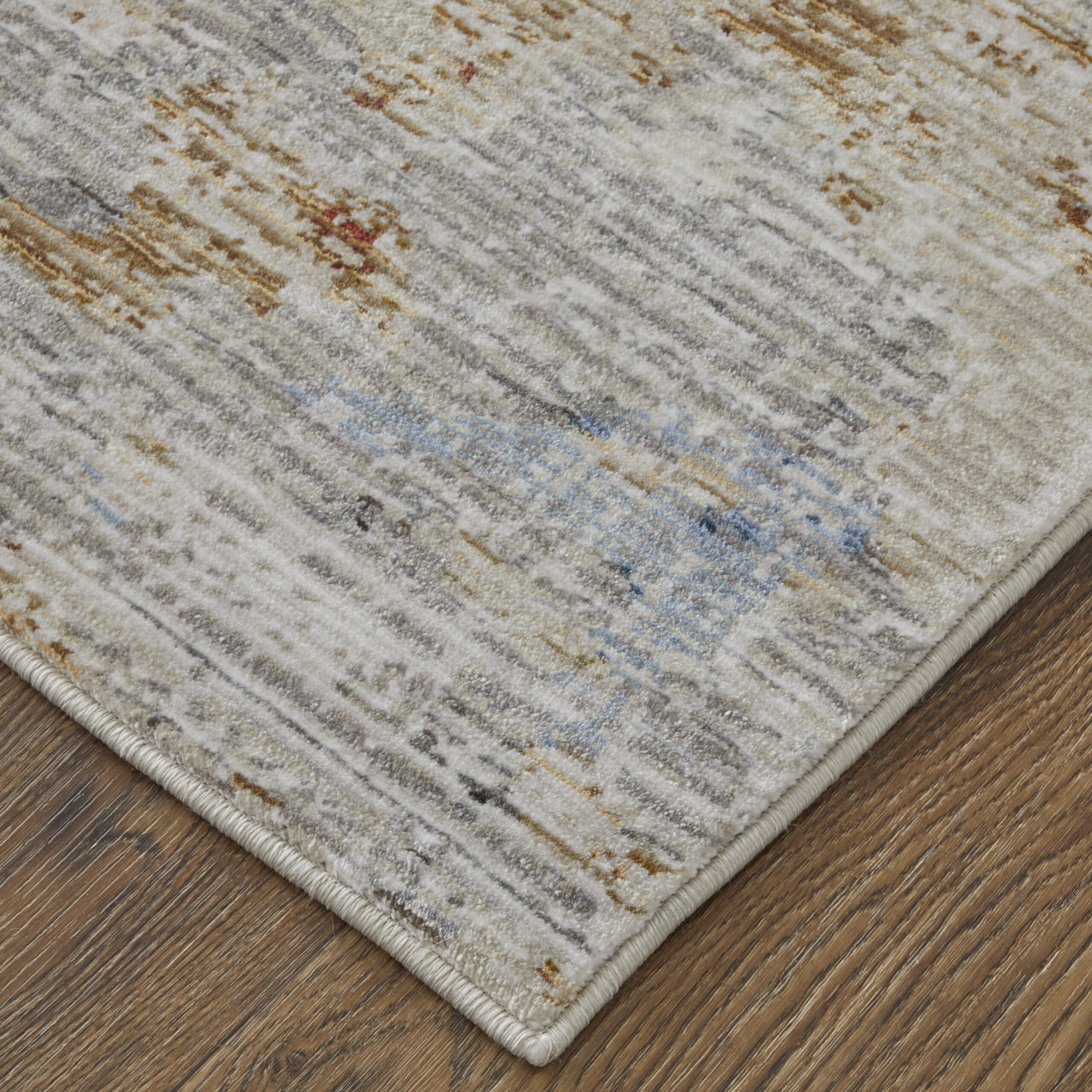 Feizy Sonora Modern Abstract 39NUF Ivory/Blue/Red Area Rug - Image 2