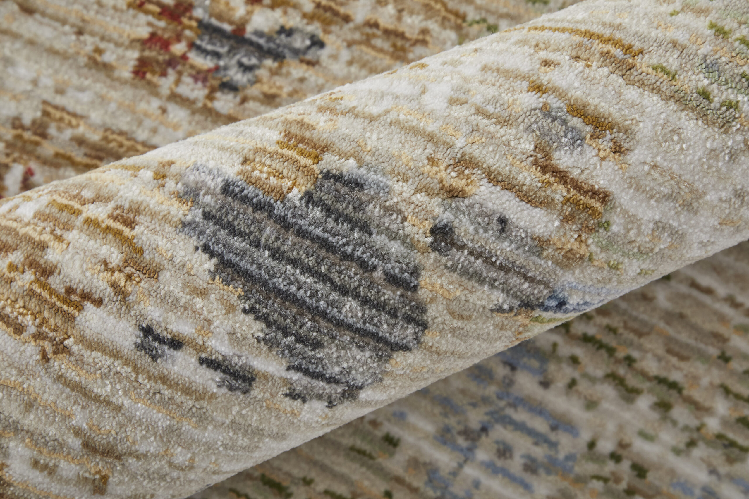 Feizy Sonora Modern Abstract 39NUF Ivory/Blue/Red Area Rug - Image 3