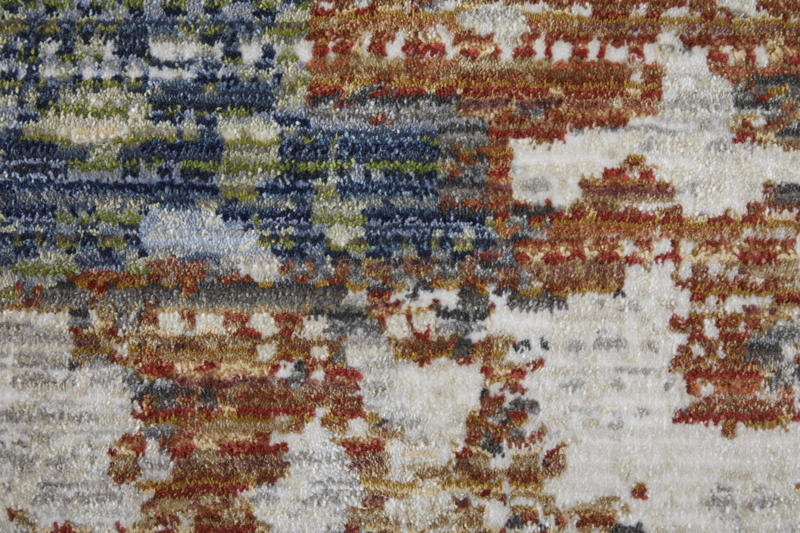 Feizy Sonora Modern Abstract 39NUF Ivory/Blue/Red Area Rug - Image 4