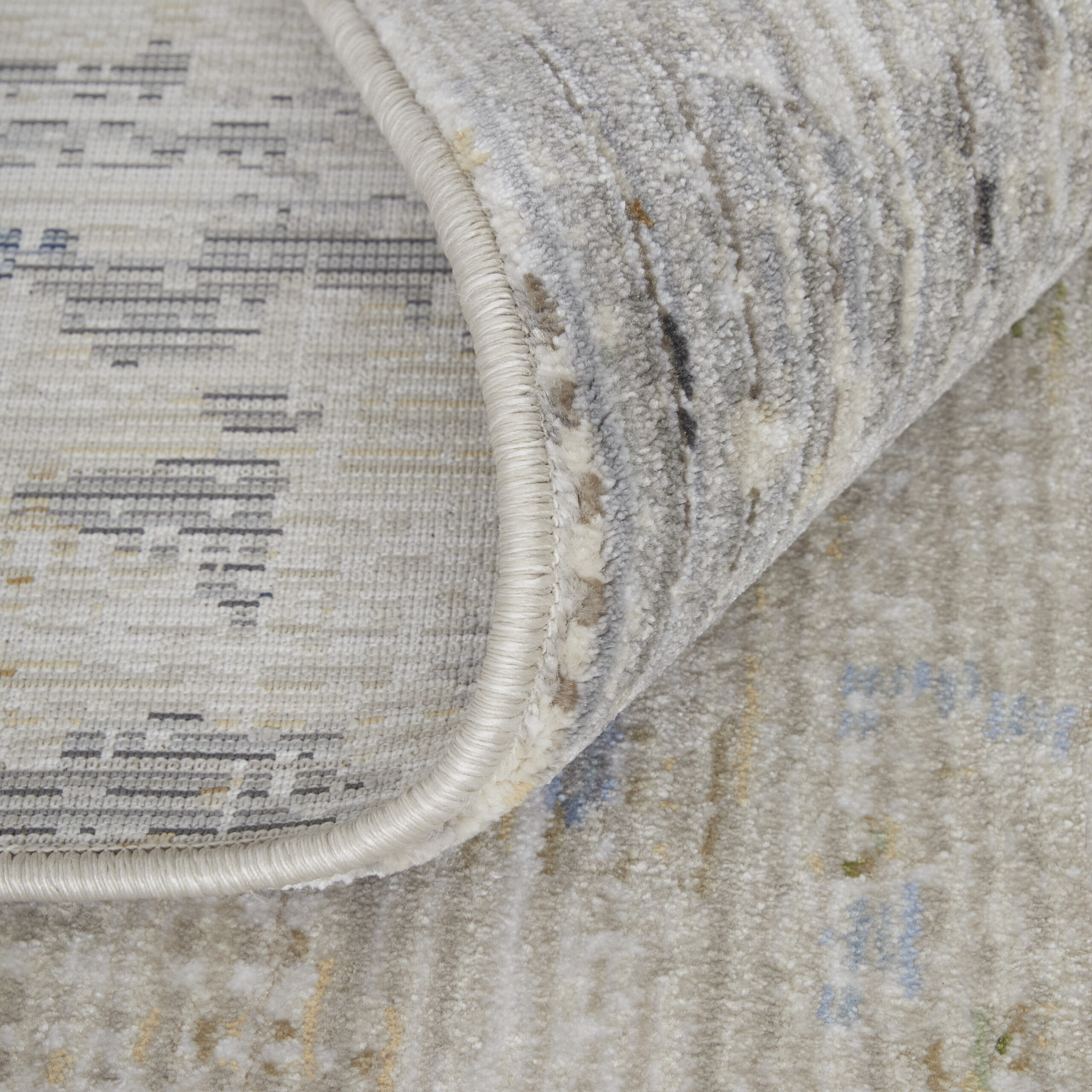 Feizy Sonora Modern Abstract 39NUF Ivory/Blue/Red Area Rug - Image 7