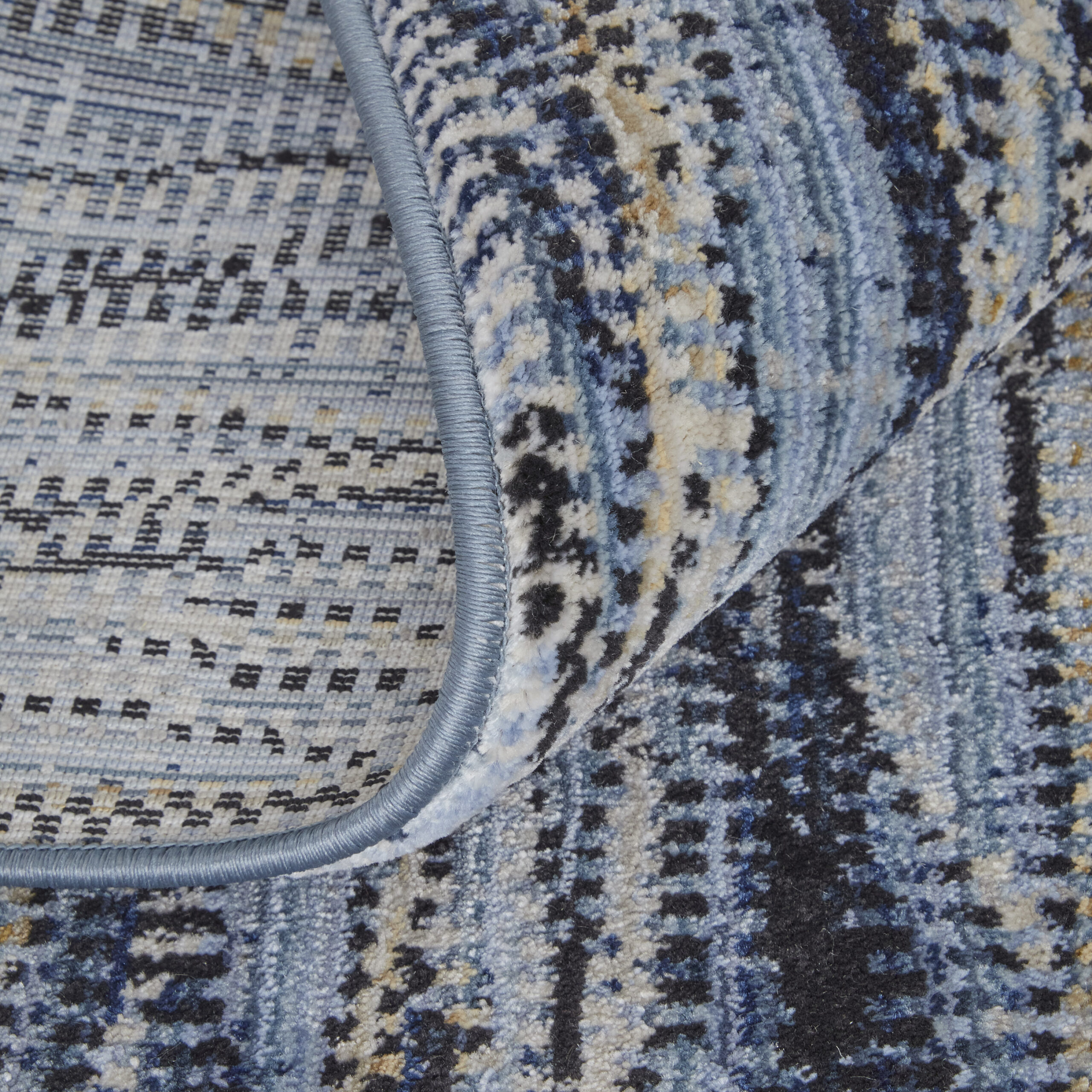 Feizy Sonora Modern Abstract 39NXF Blue/Ivory/Tan Area Rug - Image 8