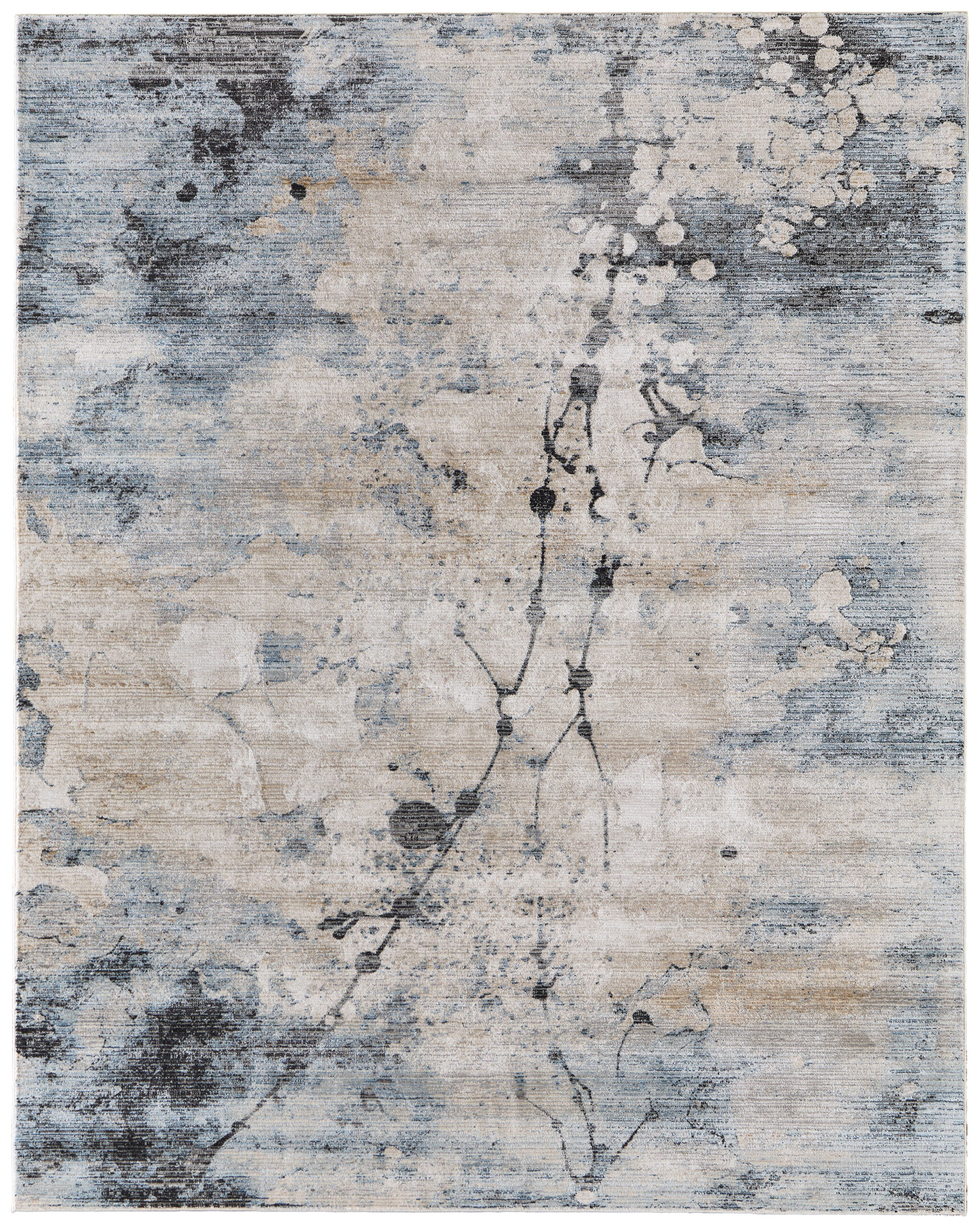Feizy Sonora Modern Abstract 39U9F Blue/Ivory/Tan Area Rug