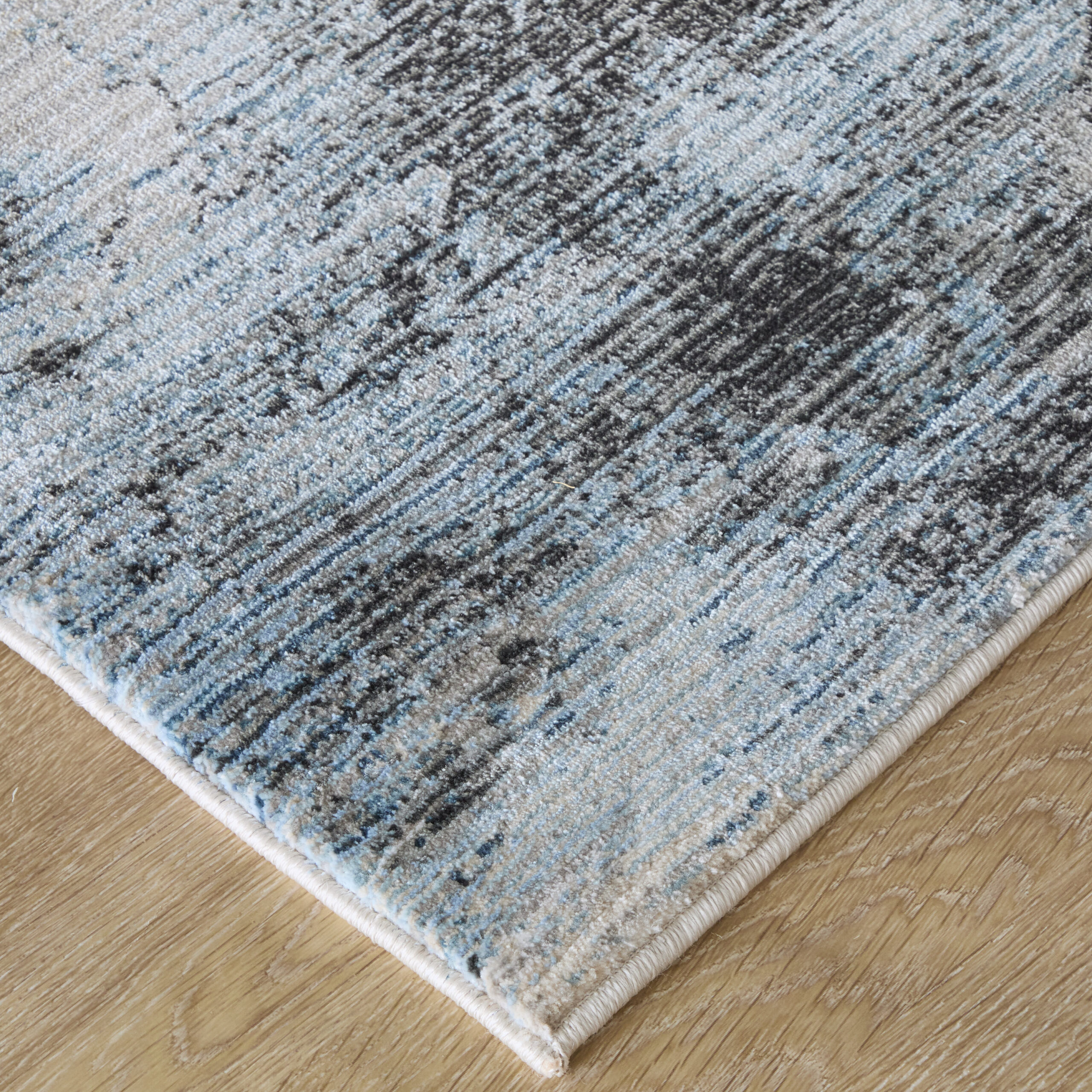 Feizy Sonora Modern Abstract 39U9F Blue/Ivory/Tan Area Rug - Image 3
