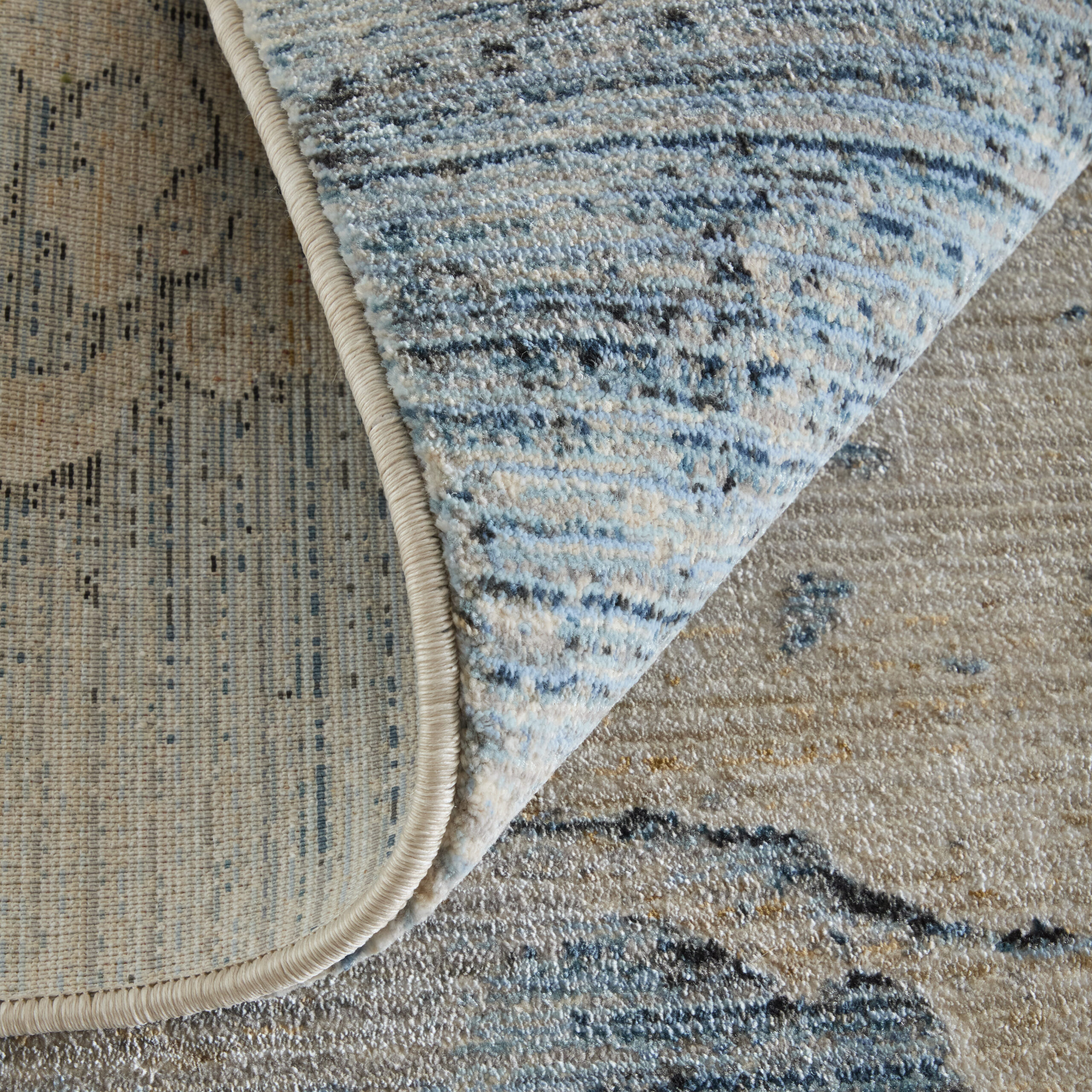 Feizy Sonora Modern Abstract 39U9F Blue/Ivory/Tan Area Rug - Image 8